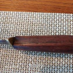 Vintage Fred Bizon Handcrafted Slim Bowie Knife, Tooled Leather Sheath