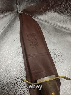 Vintage Full Tang Hunting Bowie Knife 9.5 Wood Handle + Sheath Pakistan