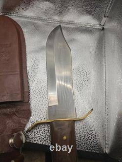 Vintage Full Tang Hunting Bowie Knife 9.5 Wood Handle + Sheath Pakistan