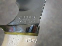 Vintage GERBER MODEL 425 HS. 58 9 3/8 STAG knife in Leather Sheath unused in box