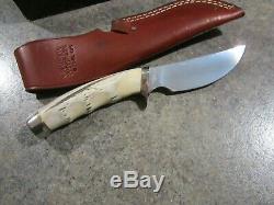 Vintage GERBER MODEL 425 HS. 58 9 3/8 STAG knife in Leather Sheath unused in box
