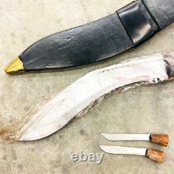 Vintage Genuine Gurkha Kukri BKSZ2103 Fixed Blade Knife with Wood Handle, 3 Piece