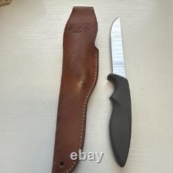 Vintage Gerber Shorty Knife Black Armorhide Handle And Leather Sheath. Hunting