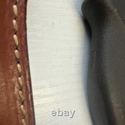 Vintage Gerber Shorty Knife Black Armorhide Handle And Leather Sheath. Hunting