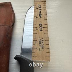Vintage Gerber Shorty Knife Black Armorhide Handle And Leather Sheath. Hunting