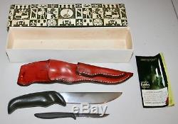 Vintage Gerber USA Magnum & Pixie Hunting Skinning 2 Knife Set & Sheath In Box