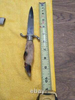 Vintage German Deer Foot Hunting Knife Large 5 Inch Blade WithSheath With Name