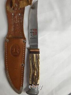 Vintage German E. K. & Co. Solingen Rostfrei Fulda Stag Hunting Knife With Sheath