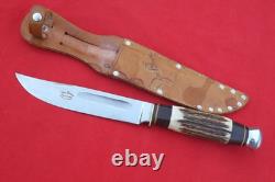 Vintage German Eye Eyeball Schlieper Stag Fixed Blade Hunting Knife Jim Bowie