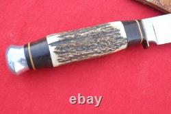 Vintage German Eye Eyeball Schlieper Stag Fixed Blade Hunting Knife Jim Bowie