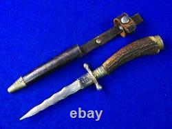 Vintage German Germany Anton Wingen Solingen Kris Blade Hunting Knife with Sheath