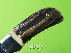 Vintage German Germany Linder Small Mini Hunting Stag Handle Knife with Sheath