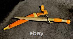 Vintage German Germany Solingen Stiletto Boot Engraved Hunting Knife With Sheath
