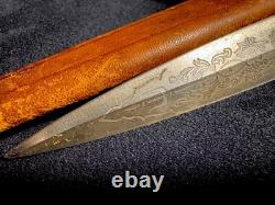 Vintage German Germany Solingen Stiletto Boot Engraved Hunting Knife With Sheath