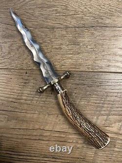 Vintage German Linder Messer Solingen Stag Dagger Kris Stiletto Snake Knife