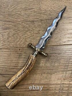 Vintage German Linder Messer Solingen Stag Dagger Kris Stiletto Snake Knife