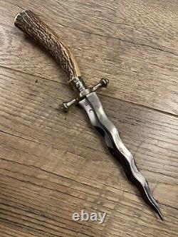 Vintage German Linder Messer Solingen Stag Dagger Kris Stiletto Snake Knife