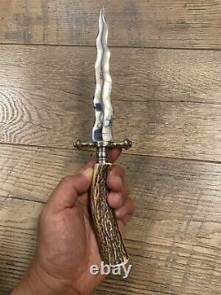 Vintage German Linder Messer Solingen Stag Dagger Kris Stiletto Snake Knife