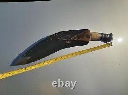 Vintage Gurkha Kukri Nepalese Fighting Knife with Black Sheath 17 in x 2.1/4 in