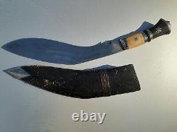 Vintage Gurkha Kukri Nepalese Fighting Knife with Black Sheath 17 in x 2.1/4 in