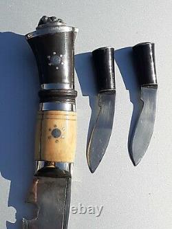 Vintage Gurkha Kukri Nepalese Fighting Knife with Black Sheath 17 in x 2.1/4 in