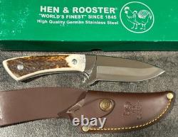 Vintage HEN & ROOSTER German Stag Antler HR-3132 Fixed Knife Sheath & Box MINT