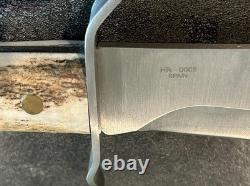 Vintage HEN & ROOSTER Large Stag Bowie Knife HR-0008 Spain MINT with Box & Sheath