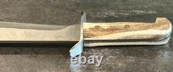 Vintage HEN & ROOSTER Large Stag Bowie Knife HR-0008 Spain MINT with Box & Sheath