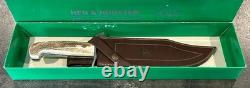 Vintage HEN & ROOSTER Large Stag Bowie Knife HR-0008 Spain MINT with Box & Sheath