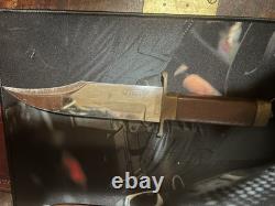 Vintage Hand Made Bowie Knife with wood sheath really cool