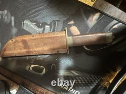 Vintage Hand Made Bowie Knife with wood sheath really cool