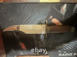 Vintage Hand Made Bowie Knife with wood sheath really cool