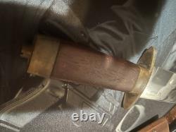 Vintage Hand Made Bowie Knife with wood sheath really cool