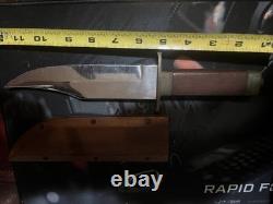 Vintage Hand Made Bowie Knife with wood sheath really cool