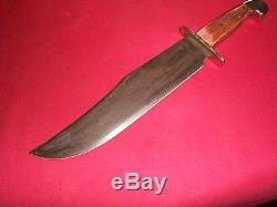 Vintage Hand Made Large Stag Bowie Style Hunting Knife 14-1/2 in