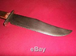 Vintage Hand Made Large Stag Bowie Style Hunting Knife 14-1/2 in