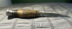 Vintage Handmade Antler Handle Hunting Knife Carbon Steel Drop Point Full Tang