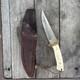 Vintage Handmade Bone Handle Fixed Blade Hunting Knife with Sheath