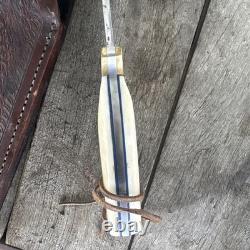 Vintage Handmade Bone Handle Fixed Blade Hunting Knife with Sheath