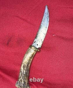 Vintage Handmade Hunting Knives Fixed Blade With Leather Sheath