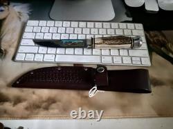 Vintage Henley & Co Germany Stag Knife with Colored Camping Scene A+ Condition