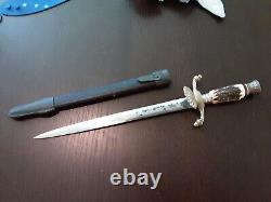 Vintage Hirschkrone Solingen Germany Stag Hunting Dress Dagger Knife