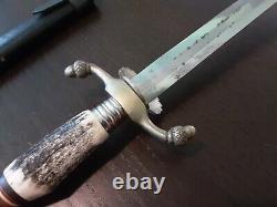 Vintage Hirschkrone Solingen Germany Stag Hunting Dress Dagger Knife