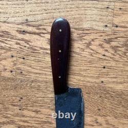 Vintage Hunting Knife, Handmade And SignedM. H On The Blade, Redwood Handle