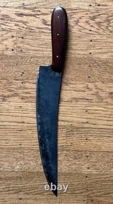 Vintage Hunting Knife, Handmade And SignedM. H On The Blade, Redwood Handle