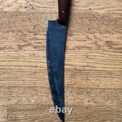Vintage Hunting Knife, Handmade And SignedM. H On The Blade, Redwood Handle