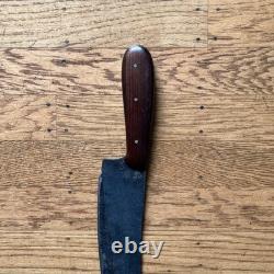 Vintage Hunting Knife, Handmade And SignedM. H On The Blade, Redwood Handle