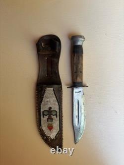 Vintage Hunting Knife Marked RIOJA Stag Handle Spanish