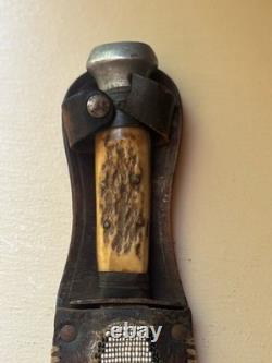 Vintage Hunting Knife Marked RIOJA Stag Handle Spanish