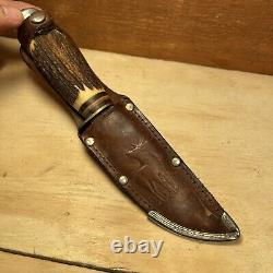 Vintage Hunting Knife YORK CUTLERY Solingen Stag #632 + Sheath, Germany